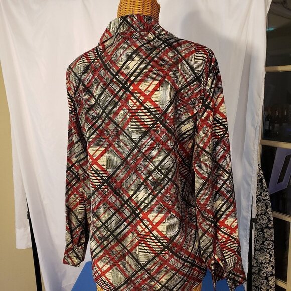 Ladies Vintage JORDAN Blouse in Cream w/Black & Red Abstract Graphic - S - Picture 3 of 4